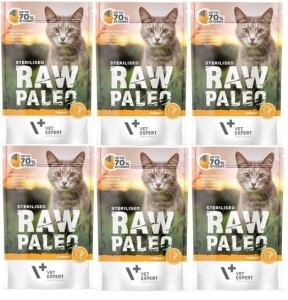 VetExpert Raw Paleo Cat Sterilised Turkey 6x100g 