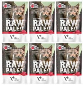 VetExpert Raw Paleo Cat Sterilised Beef 6x100g 