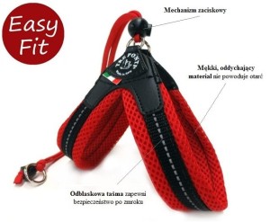 TRE PONTI Szelki regulowane na plecach Mesh 3 czerwone