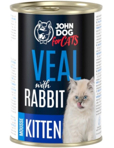 JohnDog For cats Mousse Kitten cielęcina z królikiem 400g