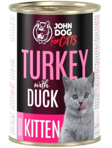 JohnDog For cats Mousse Kitten indyk z kaczką 400g