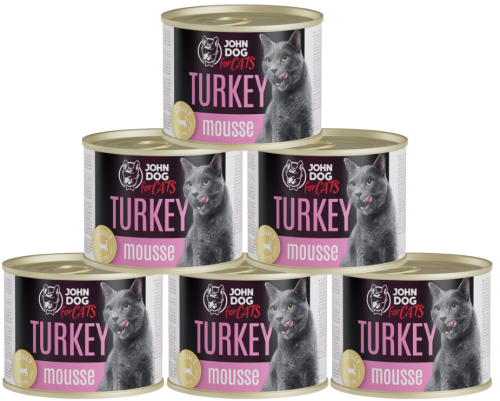 JohnDog For cats Mousse indyk mus 6x200g