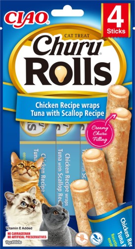 Inaba Cat Churu Rolls Chicken Tuna Scallop 4x10g