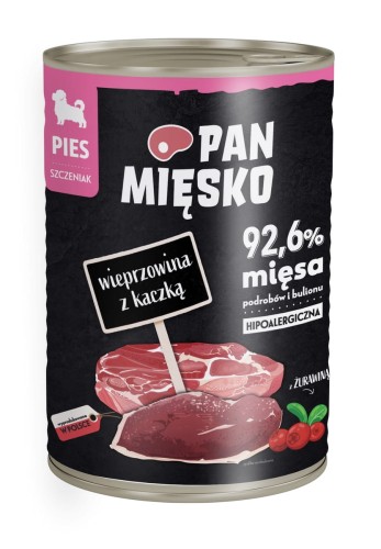 Pan Mięsko Mokra Puppy Wieprzowina z Kaczką 400g