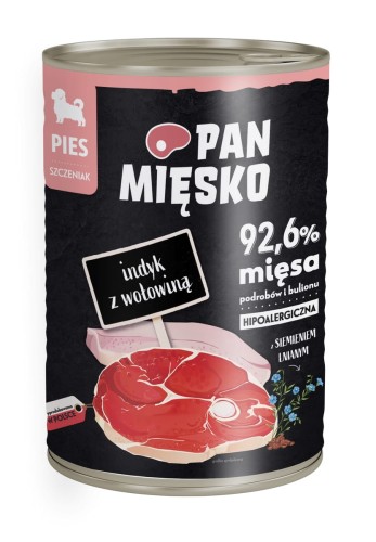 Pan Mięsko Mokra Puppy Indyk z Wołowiną 400g