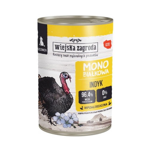 Wiejska Zagroda Monoprotein Szczenięta Indyk 400g
