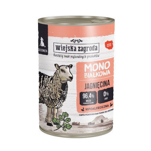 Wiejska Zagroda Mono Szczenięta Jagnięcina 400g
