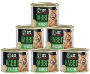 JohnDog For cats Mousse królik mus 6x200g