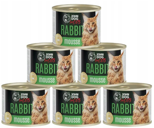 JohnDog For cats Mousse królik mus 6x200g