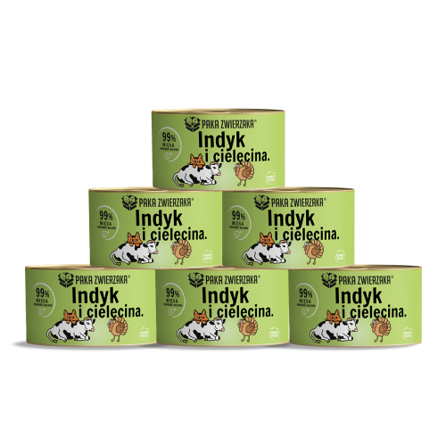 Paka Zwierzaka Mokra Kot Indyk Cielęcina 6x200g