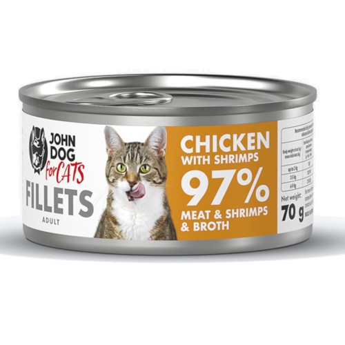 John Dog For Cats Fillets Kurczak Krewetki 70g