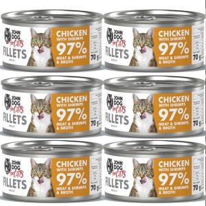 John Dog For Cats Fillets Kurczak Krewetki 6x70g