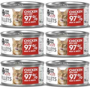 John Dog For Cats Fillets Kurczak Wołowina 6x70g