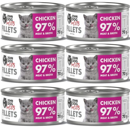 John Dog For Cats Fillets Kocięta Kurczak 6x70g