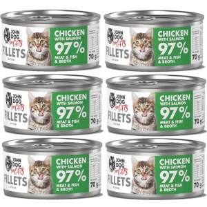 John Dog For Cats Kocięta Fillets Kurczak Łosoś 6x70g