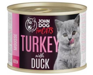 JohnDog For cats Mousse Kitten indyk/kaczka 200g