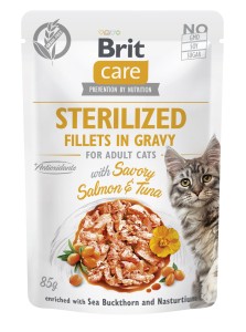 Brit Care Cat Pouch Gravy Sterilized Salmon Tuna 12x85g
