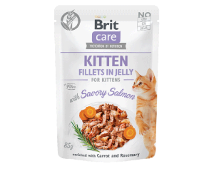 Brit Care Cat Pouch Kitten Jelly Savory Salmon 12x85g