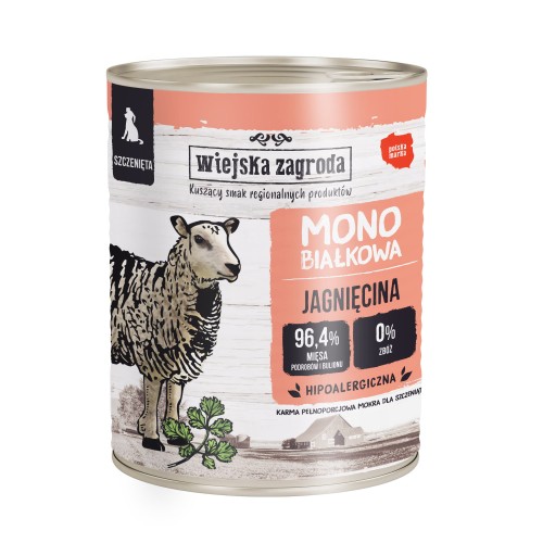 Wiejska Zagroda Monoprotein Szczenięta Jagnięcina 800g