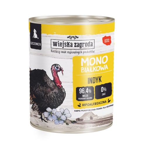 Wiejska Zagroda Monoprotein Szczenięta Indyk 800g