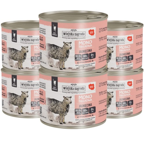Wiejska Zagroda Kot Mono Jagnięcina 6x200g