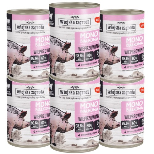 Wiejska Zagroda Kot Mono Wieprzowina 6x400g