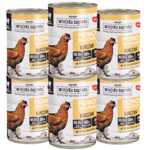 Wiejska Zagroda Kot Mono Kurczak 6x400g
