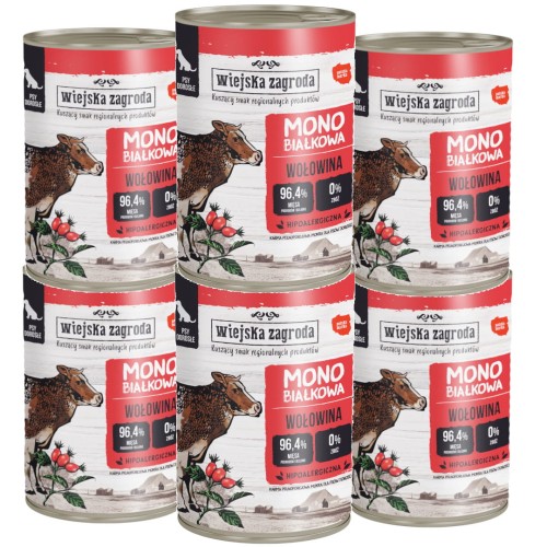 Wiejska Zagroda Monoprotein Wołowina 6x400g