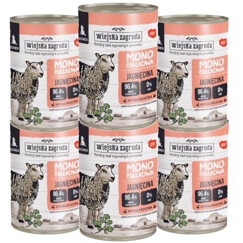 Wiejska Zagroda Monoprotein Szczenięta Jagnięcina 6x400g