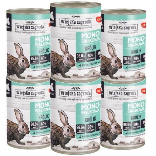Wiejska Zagroda Kot Mono Kitten Królik 6x400g