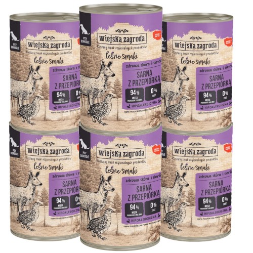Wiejska Zagroda Leśne Smaki Sarna Przepiórka 6x400g