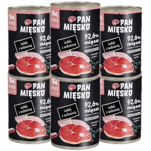 Pan Mięsko Mokra Puppy Indyk z Wołowiną 6x400g