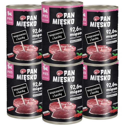 Pan Mięsko Mokra Puppy Wieprzowina z Kaczką 6x400g