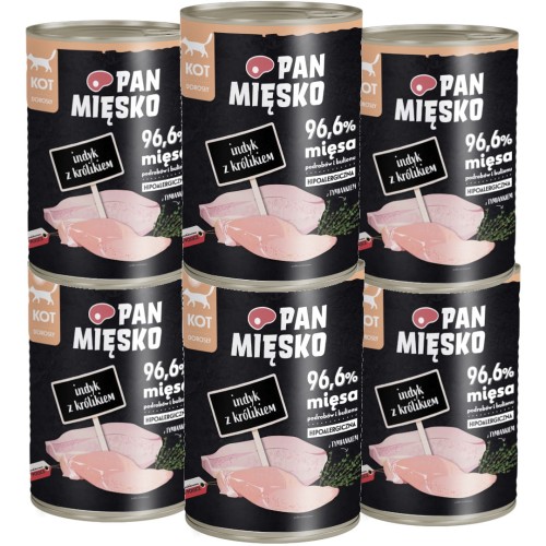 Pan Mięsko Kot Mokra Indyk z Królikiem 6x400g