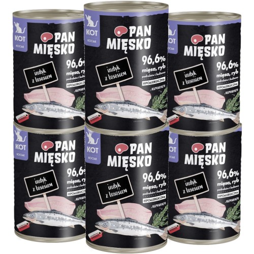 Pan Mięsko Kocięta Mokra Indyk z Łososiem 6x400g