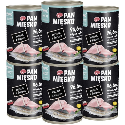 Pan Mięsko Kot Mokra Kurczak z Dorszem 6x400g