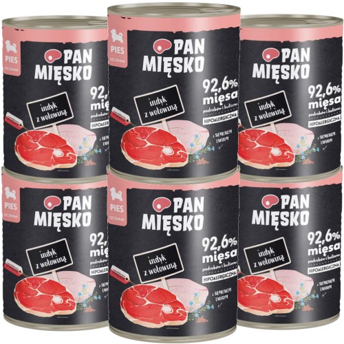 Pan Mięsko Mokra Puppy Indyk z Wołowiną 6x800g