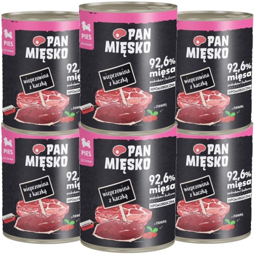 Pan Mięsko Mokra Puppy Wieprzowina z Kaczką 6x800g
