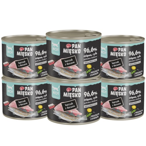 Pan Mięsko Kot Mokra Kurczak z Dorszem 6x200g
