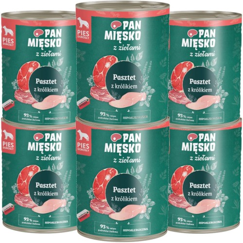 Pan Mięsko Mokra Zioła Królik 6x800g