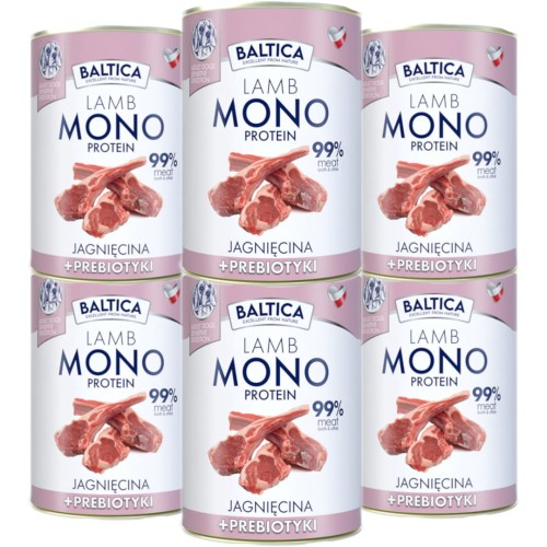 Baltica Mokra Mono Jagnięcina Prebiotyki 6x400g