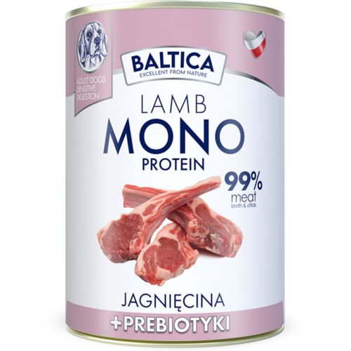 Baltica Mokra Mono Jagnięcina Prebiotyki 400g