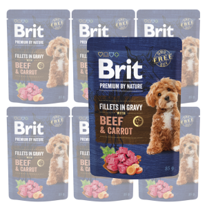 BRIT Premium Pouch Gravy Fillets Beef Carrots 6x85g
