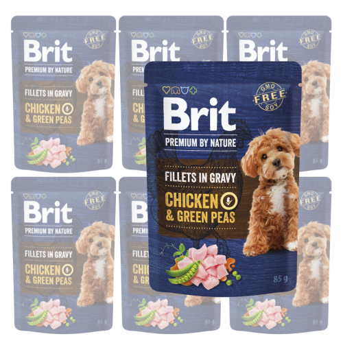 BRIT Premium Pouch Gravy Fillets Chicken Peas 6x85g