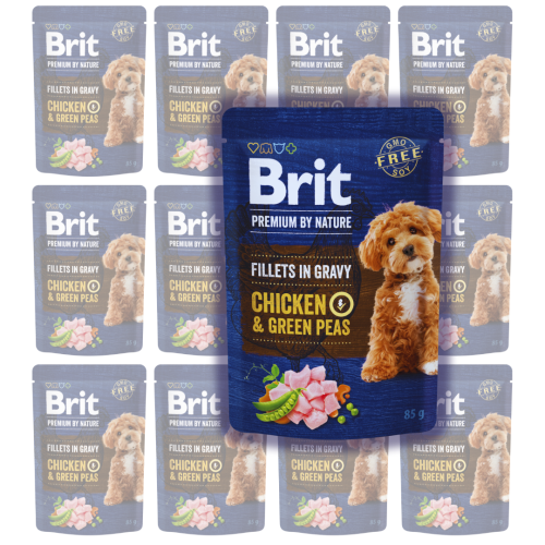 BRIT Premium Pouch Gravy Fillets Chicken Peas 12x85g