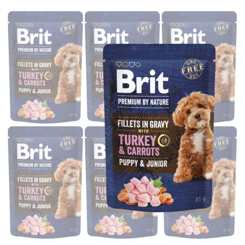 BRIT Premium Pouch Gravy Junior Fillets Turkey 6x85g