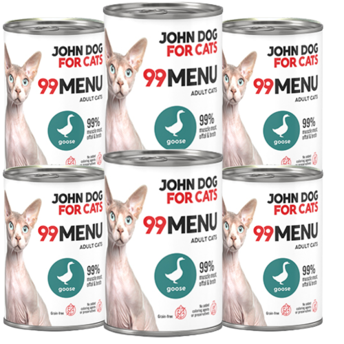 JohnDog ForCat 99 Menu Adult Gęś 6x400g