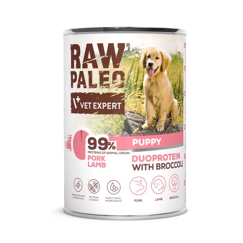 VetExpert Raw Paleo Dog Duo Puppy Pork Lamb 400g