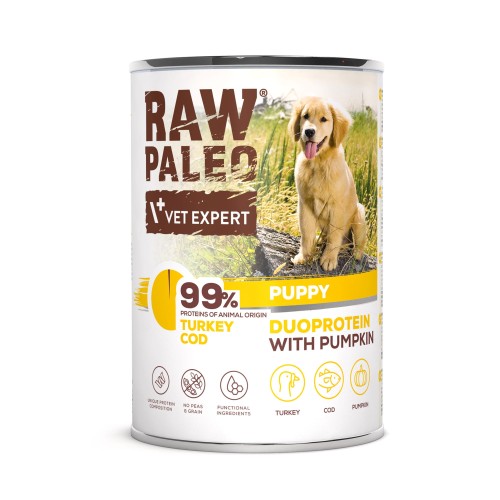 VetExpert Raw Paleo Dog Duo Puppy Turkey Cod 400g