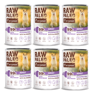VetExpert Raw Paleo Dog Duo Adult Duck Boar 6x400g